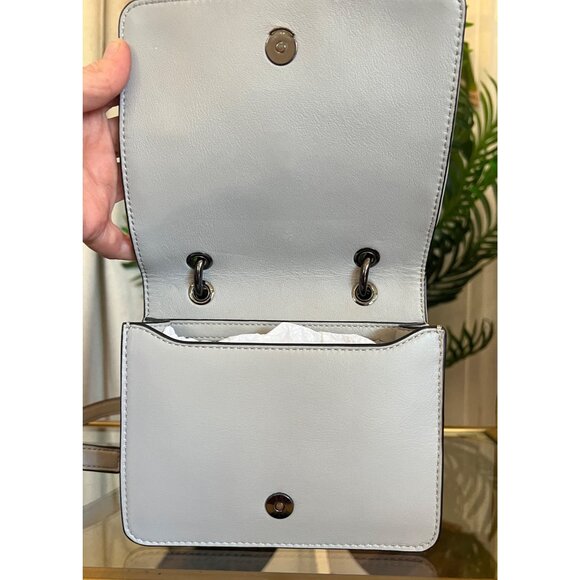 RARE!! Authentic Tory Burch Grey and Gun Metal Small Fleming Shoulder Bag - Picture 7 of 10